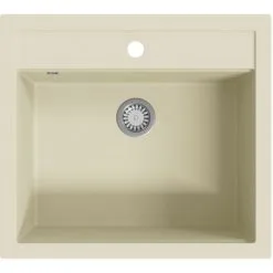 Granite Kitchen Sink Single Basin Beige VidaXL