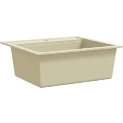 Granite Kitchen Sink Single Basin Beige VidaXL -Faucet Shop 13195525 4