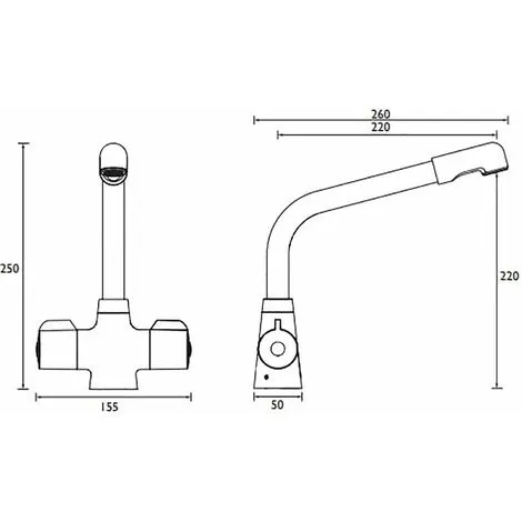Bristan Manhatan Kitchen Sink Mixer Tap Double Lever Modern Easyfit Chrome 2 Bristan Manhatan Kitchen Sink Mixer Tap Double Lever Modern Easyfit Chrome - Image 2