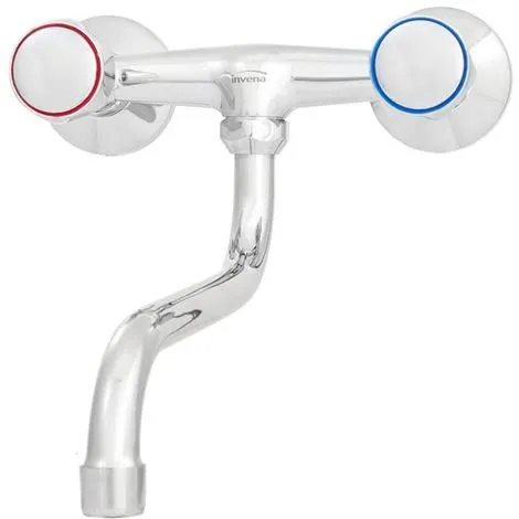 Invena Kitchen Bathroom Wall Mounted Cold/Hot Water Tap Single Lever 25cm Spout 1 Invena Kitchen Bathroom Wall Mounted Cold/Hot Water Tap Single Lever 25cm Spout