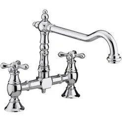Bristan Colonial Bridge Kitchen Sink Mixer Tap Dual Handle - Chrome -Faucet Shop 15721366 3