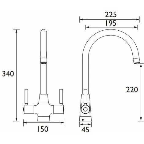 Bristan Monza EasyFit Mono Kitchen Sink Mixer Tap Dual Handle - Chrome 2 Bristan Monza EasyFit Mono Kitchen Sink Mixer Tap Dual Handle - Chrome - Image 2