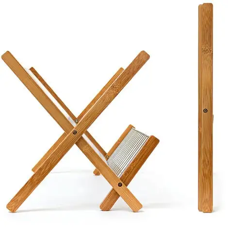 Relaxdays CROSS Bamboo And Chromed Steel Draining Rack: 27 X 38 X 29 Cm Drying Rack Folding Dish Drainer For Plates, Cups, Glasses, Natural 5 Relaxdays CROSS Bamboo And Chromed Steel Draining Rack: 27 X 38 X 29 Cm Drying Rack Folding Dish Drainer For Plates, Cups, Glasses, Natural - Image 5