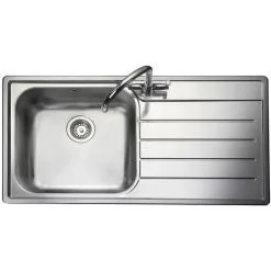 Rangemaster Oakland Kitchen Sink 1.0 Bowl RH Drainer Inset Stainless Steel Waste