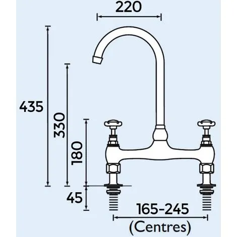 NESHOME Traditional Victorian Design Bridge Deck Mounted Chrome Cross Head Kitchen Sink Mixer Tap 2 NESHOME Traditional Victorian Design Bridge Deck Mounted Chrome Cross Head Kitchen Sink Mixer Tap - Image 2