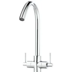 NESHOME Lila Twin Lever Chrome 360 Swivel Spout Kitchen Sink Tap -Faucet Shop 16944807 3