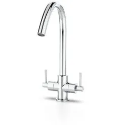 NESHOME Lila Twin Lever Chrome 360 Swivel Spout Kitchen Sink Tap -Faucet Shop 16944807 4