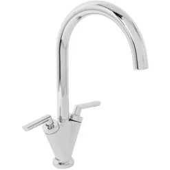 NRG Modern Solid Brass Tap Swivel Spout Twin Dual Lever Kitchen Sink Mixer Faucet Chrome 8 NRG Modern Solid Brass Tap Swivel Spout Twin Dual Lever Kitchen Sink Mixer Faucet Chrome -Faucet Shop 17014369 4