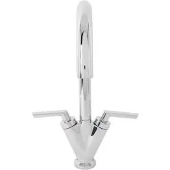 NRG Modern Solid Brass Tap Swivel Spout Twin Dual Lever Kitchen Sink Mixer Faucet Chrome 9 NRG Modern Solid Brass Tap Swivel Spout Twin Dual Lever Kitchen Sink Mixer Faucet Chrome -Faucet Shop 17014369 5