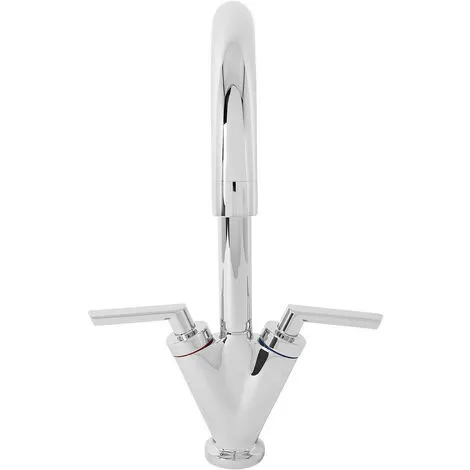 NRG Modern Solid Brass Tap Swivel Spout Twin Dual Lever Kitchen Sink Mixer Faucet Chrome 5 NRG Modern Solid Brass Tap Swivel Spout Twin Dual Lever Kitchen Sink Mixer Faucet Chrome - Image 5