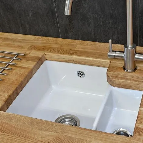 RReginox Tuscany Kitchen Sink LH Large 1.5 Bowl White Ceramic Undermount Waste 2 RReginox Tuscany Kitchen Sink LH Large 1.5 Bowl White Ceramic Undermount Waste - Image 2