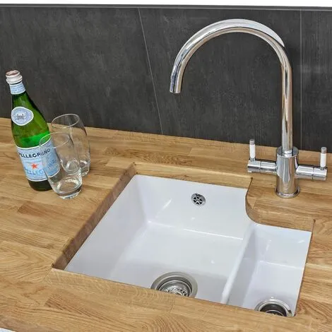 RReginox Tuscany Kitchen Sink LH Large 1.5 Bowl White Ceramic Undermount Waste 3 RReginox Tuscany Kitchen Sink LH Large 1.5 Bowl White Ceramic Undermount Waste - Image 3