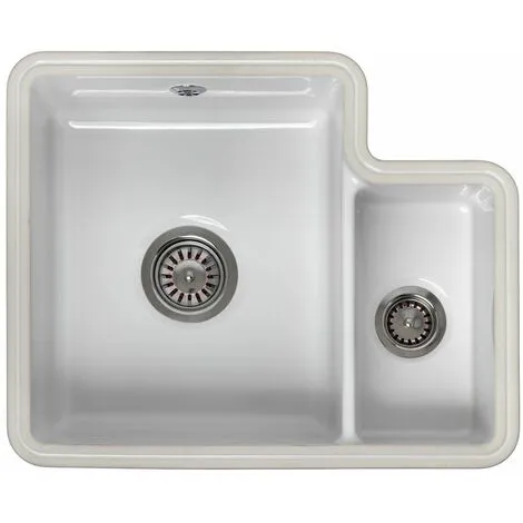 RReginox Tuscany Kitchen Sink LH Large 1.5 Bowl White Ceramic Undermount Waste 4 RReginox Tuscany Kitchen Sink LH Large 1.5 Bowl White Ceramic Undermount Waste - Image 4