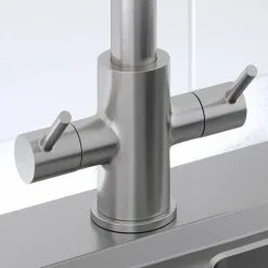 Architeckt Modern Kitchen Tap Double Lever Pull Out Spray Brushed Finish Hot And Cold -Faucet Shop 18012577 5