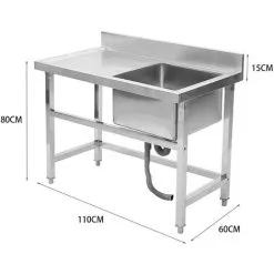 Livingandhome Free Standing Stainless Steel Kitchen Sink With Platform -Faucet Shop 20301879 4