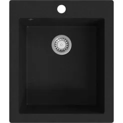 Overmount Kitchen Sink Single Basin Granite Black VidaXL