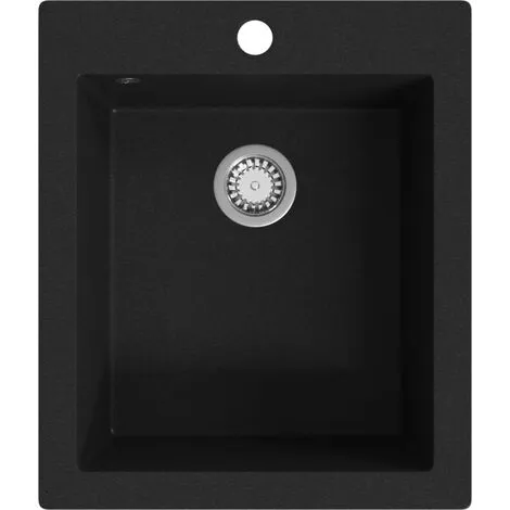 Overmount Kitchen Sink Single Basin Granite Black VidaXL 1 Overmount Kitchen Sink Single Basin Granite Black VidaXL