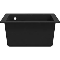 Overmount Kitchen Sink Single Basin Granite Black VidaXL 9 Overmount Kitchen Sink Single Basin Granite Black VidaXL -Faucet Shop 2090024 5