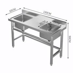 Livingandhome Stainless Steel Double Side Kitchen Sink With Middle Platform -Faucet Shop 23559368 5