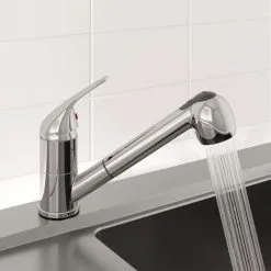 Essentials Modern Mono Kitchen Mixer Tap Pull Out Handheld Spray Round Single Lever Chrome 7 Essentials Modern Mono Kitchen Mixer Tap Pull Out Handheld Spray Round Single Lever Chrome -Faucet Shop 23636667 3