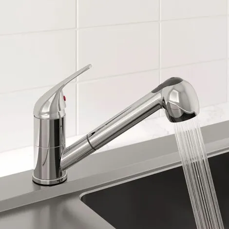 Essentials Modern Mono Kitchen Mixer Tap Pull Out Handheld Spray Round Single Lever Chrome 3 Essentials Modern Mono Kitchen Mixer Tap Pull Out Handheld Spray Round Single Lever Chrome - Image 3