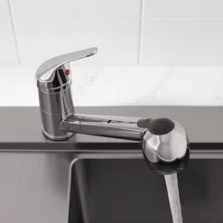 Essentials Modern Mono Kitchen Mixer Tap Pull Out Handheld Spray Round Single Lever Chrome 8 Essentials Modern Mono Kitchen Mixer Tap Pull Out Handheld Spray Round Single Lever Chrome -Faucet Shop 23636667 4