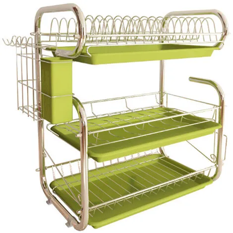 Livingandhome 3 Tier Kitchen Chrome Storage Rack With Sink Rack Drip Tray 4 Livingandhome 3 Tier Kitchen Chrome Storage Rack With Sink Rack Drip Tray - Image 4