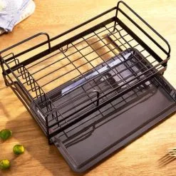 Livingandhome Metal Wire Dish Storage Rack With Drip Tray -Faucet Shop 23694716 3