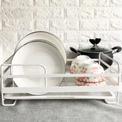 Livingandhome Metal Wire Dish Cup Rack With Drip Tray