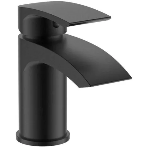GRAVITY BATHROOMS Black Matt Waterfall Basin & Bath Filler Tap Lever Round Deck Mounted Modern 3 GRAVITY BATHROOMS Black Matt Waterfall Basin & Bath Filler Tap Lever Round Deck Mounted Modern - Image 3