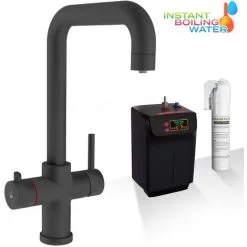 GRAVITY BATHROOMS Black Instant Boiling Water Dispenser Tap 3 In 1 Kitchen Faucet Hot & Cold
