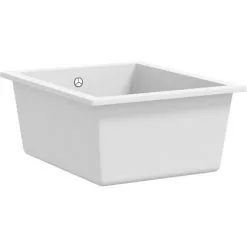 Kitchen Sink With Overflow Hole White Granite VidaXL -Faucet Shop 25847976 4