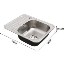Livingandhome Stainless Steel Single Kitchen Sink Modern Square Laundry Topmount -Faucet Shop 28654030 5