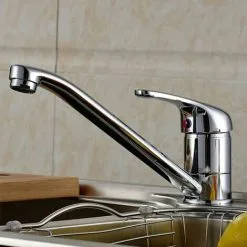 Faucet Shop 19 BUYAPARCEL Motorhome Caravan Mixer Tap Single Lever Long Spout Modern Chrome + Flexi Hoses