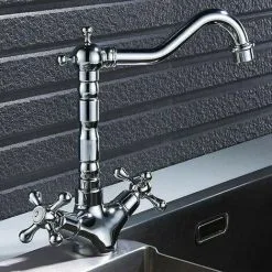 BUYAPARCEL French Classic Traditional Mono Kitchen Sink Basin Mixer Tap Chrome Swivel Spout
