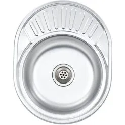 Devenirriche Kitchen Sink With Strainer And Trap Oval Stainless Steel -Faucet Shop 29801491 4