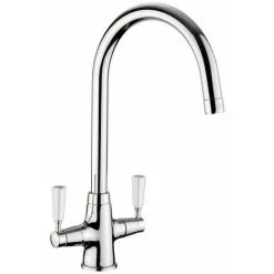 Rangemaster Kitchen Sink Tap Dual Lever Mono Classic Mixer Chrome Mixer Tap Swivel Spout