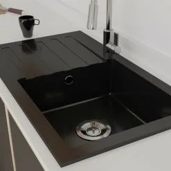 Schon Arola Obsidian Black 1.0 Bowl Reversible Kitchen Sink -Faucet Shop 31808304 4
