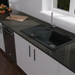 Schon Arola Obsidian Black 1.0 Bowl Reversible Kitchen Sink -Faucet Shop 31808304 5