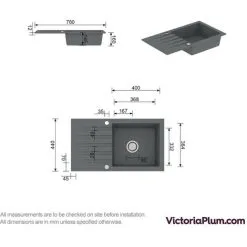 Schon Arola Cobblestone Grey 1.0 Bowl Reversible Kitchen Sink 7 Schon Arola Cobblestone Grey 1.0 Bowl Reversible Kitchen Sink -Faucet Shop 31808305 3