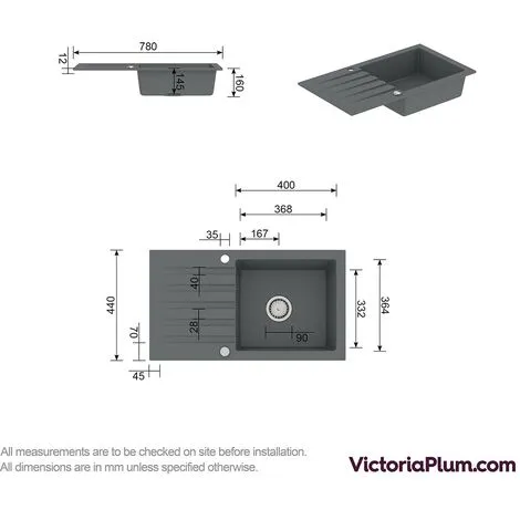 Schon Arola Cobblestone Grey 1.0 Bowl Reversible Kitchen Sink 3 Schon Arola Cobblestone Grey 1.0 Bowl Reversible Kitchen Sink - Image 3
