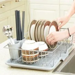 Livingandhome Large Dish Drying Rack With Raining Tray Cutlery Holder