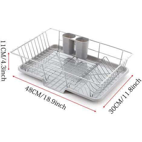 Livingandhome Large Dish Drying Rack With Raining Tray Cutlery Holder 5 Livingandhome Large Dish Drying Rack With Raining Tray Cutlery Holder - Image 5