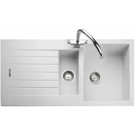 Rangemaster Andesite Kitchen Sink 1.5 Bowl White Granite Inset Reversible Waste 2 Rangemaster Andesite Kitchen Sink 1.5 Bowl White Granite Inset Reversible Waste - Image 2