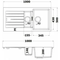 Rangemaster Andesite Kitchen Sink 1.5 Bowl White Granite Inset Reversible Waste 6 Rangemaster Andesite Kitchen Sink 1.5 Bowl White Granite Inset Reversible Waste -Faucet Shop 35962025 3