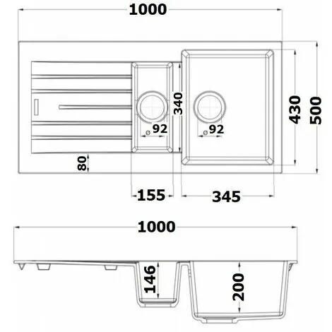 Rangemaster Andesite Kitchen Sink 1.5 Bowl White Granite Inset Reversible Waste 3 Rangemaster Andesite Kitchen Sink 1.5 Bowl White Granite Inset Reversible Waste - Image 3
