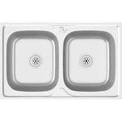 Kitchen Sink With Double Basins Silver 800x500x155 Mm Stainless Steel VidaXL