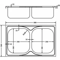 Kitchen Sink With Double Basins Silver 800x500x155 Mm Stainless Steel VidaXL -Faucet Shop 36153757 3