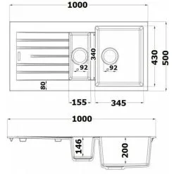 Rangemaster Andesite Kitchen Sink 1.5 Bowl Black Granite Inset Reversible Waste 6 Rangemaster Andesite Kitchen Sink 1.5 Bowl Black Granite Inset Reversible Waste -Faucet Shop 38107161 3