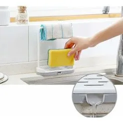 LITZEE Multifunction Kitchen Towel Holder With Sponge Holder - Gray -Faucet Shop 42829027 3